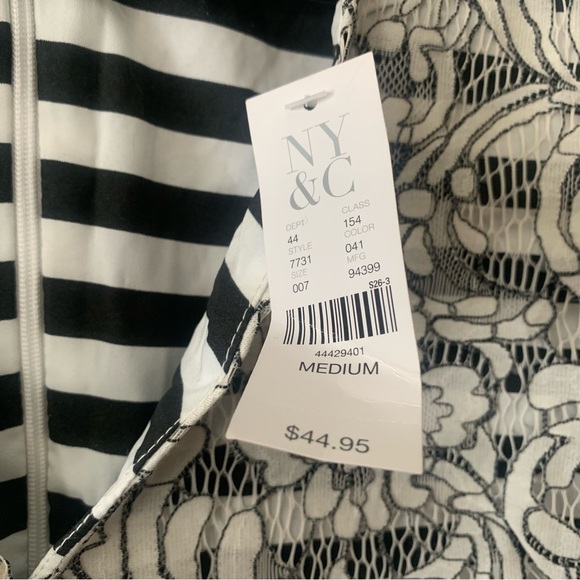 NWT 7th Avenue Lace Striped Peplum Blouse Size M - Picture 3 of 11